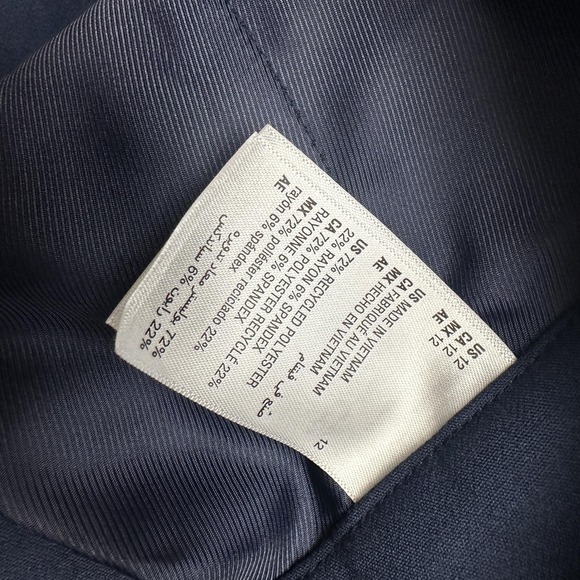 ON 34th Pants Womens 12 Blue Straight Leg Cropped Mid Rise Gold Button Navy - Picture 5 of 10